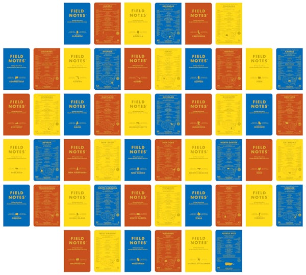 Blue, Red, and Yellow County Fair front and back covers for all 50 states plus DC and Puerto Rico