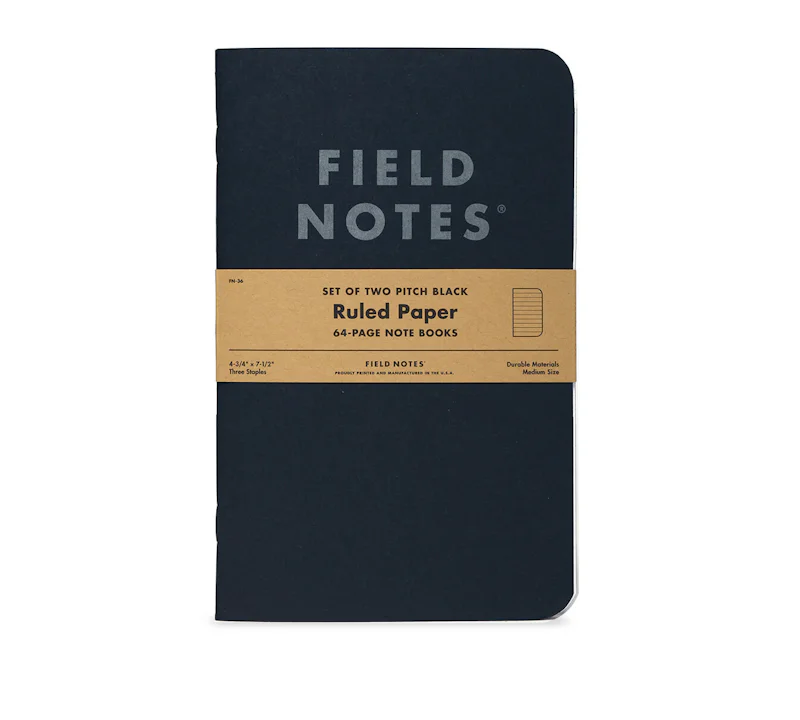 Field Notes | Pitch Black Notebook - Ruled or Dot-Graph