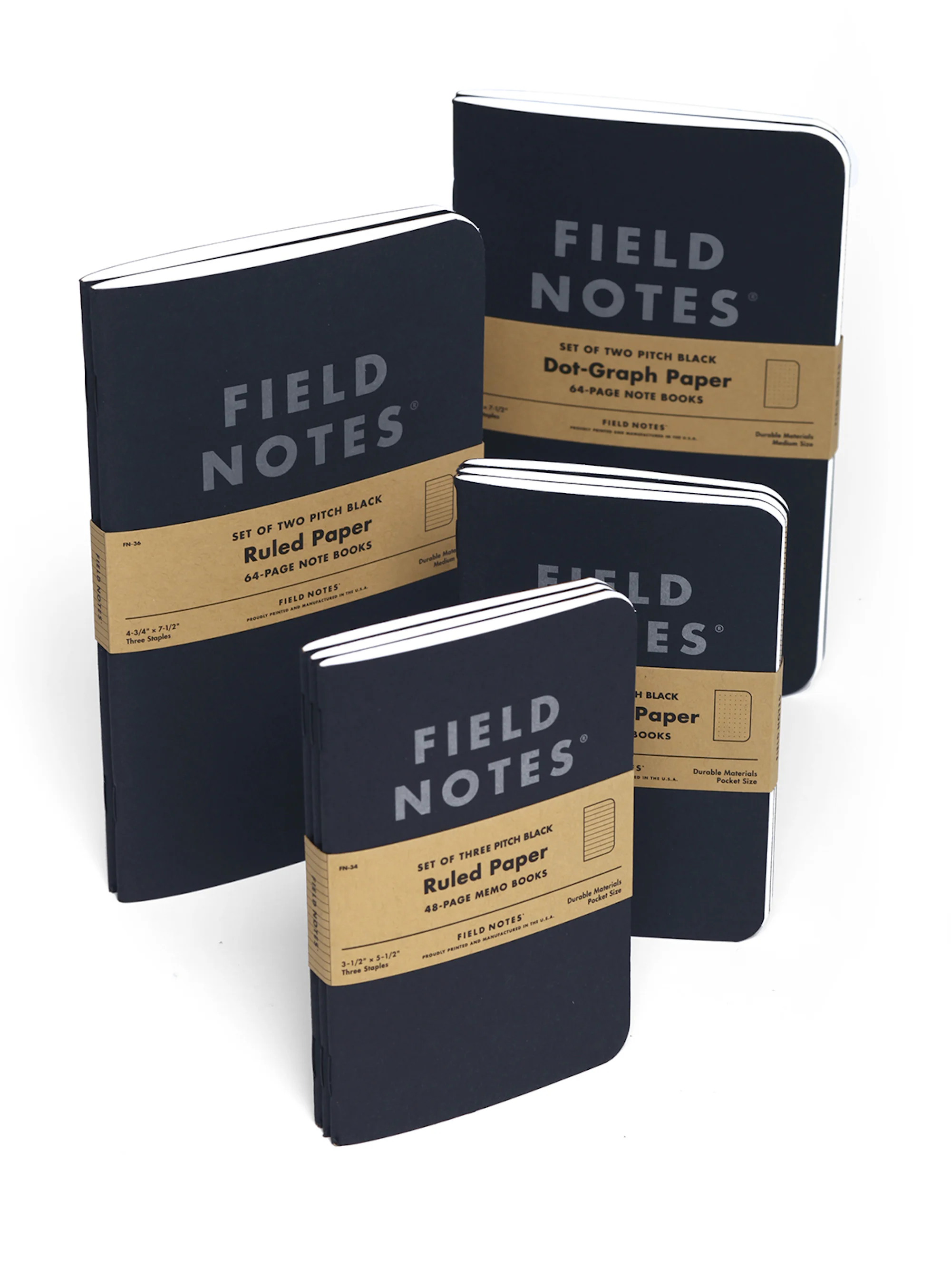 Field Notes | Pitch Black Notebook - Ruled or Dot-Graph